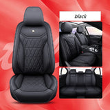 ZCJ XLX002 Leather Car Seat Covers, Faux Leatherette Automotive Vehicle Cushion Cover for Cars SUV Pick-up Truck Universal Fit Set Auto Interior Accessories， Airbag Compatible (Black)