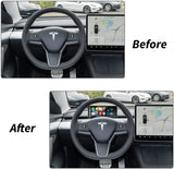 HANSSHOW Tesla Head Up Display for Model Y/3 Tesla Carplay with Android Auto HUD Wireless Apple Carplay Steering Wheel Screen Power Speed Display 9 Inch IPS Touch Screen Bluetooth WiFi USB Carplay