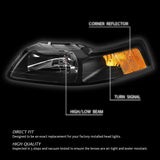 DNA Motoring HL-OH-FM99-BK-AM Black Amber Headlights Replacement Compatible with 99-04 Mustang