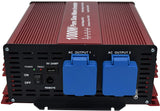 1000W Pure sine ave Power Inverter, Input DC24V Output AC110V 60Hz, with Dual Sockets, USB Output and LCD Wired Remote kit Ideal for 24V Solar System