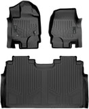 SMARTLINER Custom Fit Floor Mats 2 Row Liner Set Black Compatible with 2015-2022 Compatible with Ford F-150 SuperCrew Cab with 1st Row Bucket Seats