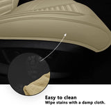 LEIOIAIY Car Seat Cover Front Set Beige Leather Car Seat Covers Auto Cushion Covers Universal Fit for Cars SUV Automotive Interior Accessories (2-Pcs Full Set, Beige)