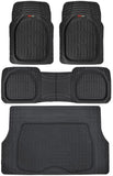 Motor Trend Original FlexTough Gray Rubber Car Floor Mats with Trunk Cargo Liner - All Weather Automotive Floor Mats, Heavy Duty Trim to Fit Design, Floor Liners for Cars Truck Van SUV