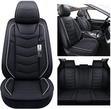 BLUEWALDON Leather Seat Covers for Cars SUV Trucks Universal Fit for Jeep Ford Fusion Toyota Corolla Hyundai Sonata Honda Civic Seat Covers(Full Set,Beige and Brown Line)