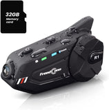 Motorcycle Helmet Headset with Camera, FreedConn R1plus 1080P Motorcycle Camera 6-Way Bluetooth Motorcycle Helmet Wireless 1000M Waterproof Intercom with FM/Bluetooth 5.0/32G SD Card/2 in 1 Mic…