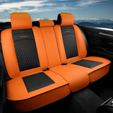 GIANT PANDA Full Set Car Seat Covers Luxury Faux Leatherette Seat Cushions Covers for 5-Seater Models, Fit Most Cars SUV Pick-up Trucks (Orange)
