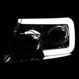 Spec-D Tuning Sequential LED Light Bar Signal Chrome Housing Clear Lens Projector Headlights Compatible with Ford F150 2004-2008, 06-08 Lincoln Mark LT, L+R Pair Head Light Lamp Assembly