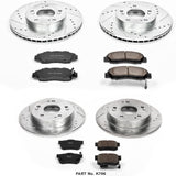 Power Stop K706 Front and Rear Z23 Carbon Fiber Brake Pads with Drilled & Slotted Brake Rotors Kit