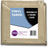 Heavy Duty Waterproof Vinyl Tarp by CCS CHICAGO CANVAS & SUPPLY – Extra Durable Multipurpose Truck Tarp Cover with Rustproof Grommets for Industrial & Commercial Use, White, 8 by 10 Feet