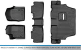 SMARTLINER Floor Mats 3 Row Liner Set Black for 2013-16 Dodge Durango with Front Row Dual Floor Hooks and 2nd Row Bench Seat