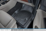 SMARTLINER Floor Mats 3 Row Liner Set Black for 2013-16 Dodge Durango with Front Row Dual Floor Hooks and 2nd Row Bench Seat