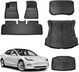 CENFUN for 2021 2022 Tesla Model 3 All Weather Full Set of Floor Mats Storage mats and Trunk mat,Fit 2021-2022 Model 3 Interior Accessories （Set of six）