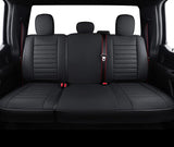 LUCKYMAN CLUB F150 Seat Covers Custom Fit for 2015-2021 F150 Crew Cab, and 2017-2021 F250 F350 Crew Cab with Faux Leather (Black & Red)