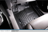 MAXLINER Floor Mats 2 Row Liner Set Black for 2009-2015 Honda Pilot
