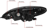 DNA Motoring HL-OH-ES30002-BK-CL1 Black Housing Factory Style Headlights Replacement For 02-03 ES300
