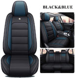 ASEAUTO 02 Leather Car Seat Covers Full Set Car Seat Covers with Waterproof Compatible with Air Bags Fit Set for Auto Interior Accessories fit for Most Sedan SUV Durable Use(Black&Red)