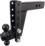 BulletProof Hitches 2.5" Adjustable Heavy Duty (22,000lb Rating) 8" Drop/Rise Trailer Hitch with 2" and 2 5/16" Dual Ball (Black Textured Powder Coat, Solid Steel)