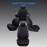 Coverado Car Seat Covers, Waterproof Faux Leather Line Pattern Automotive Vehicle Cushion Protector, Universal Fit for Most Cars Sedan SUV Pickup Truck(Full Set, Red)