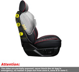 LUCKYMAN CLUB F150 Seat Covers Custom Fit for 2015-2021 F150 Crew Cab, and 2017-2021 F250 F350 Crew Cab with Faux Leather (Black & Red)