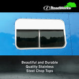 RoadWorks Stainless Steel 5” Chop Tops for Peterbilt 70” Side Sleeper Windows