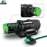 STIMULATER New 4500lbs.Load Capacity Winch 12V Synthetic Rope Winch Waterproof IP 67 Electric Winch with Wired Remote and Wireless Remotes,Hawse Fairlead, Strap and Hook for ATV/UTV/Boat (Black)