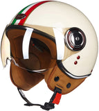 Open Face Helmet with Visor, 3/4 Motorcycle Helmet, Adults Retro Moped Helmets for Men Women, Half Face Motorbike Helmet for Vespa Scooter Chopper Jet Pilot Bobber, DOT Approved Helmet