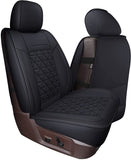 Coverado Car Seat Covers Full Set, Dodge RAM Seat Cover Waterproof Leather Protector Fit 2009-2022 1500 2010-2022 2500 3500 Truck Pickup CrewCab with Curved Back Bench, Black