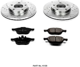 Power Stop K120 Front Z23 Carbon Fiber Brake Pads with Drilled & Slotted Brake Rotors Kit