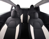 Car Seat Covers for Tesla Model 3, Seat Cover Custom Fit Full Set PU Leather Waterproof Seat Cushion Cover Compatible for Model 3 2017 2018 2019 2020 2021(Black and White)