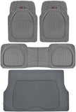 Motor Trend Original FlexTough Gray Rubber Car Floor Mats with Trunk Cargo Liner - All Weather Automotive Floor Mats, Heavy Duty Trim to Fit Design, Floor Liners for Cars Truck Van SUV