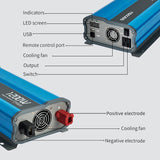 DOCOSU 1200W Power Inverter Pure Sine Wave 1200Watt Power Converter DC 12V to AC 110V Inverter Charger with LED Display 2.4A USB Port AC Outlet for Car Emergency RV Boat Vehicle Marine Auto