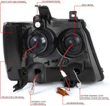 DNA Motoring HL-HPL-CSA07-CH-CL1 Chrome Sequential Signal LED DRL Projector Headlights Replacement For 07-13 Avalanche