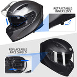 ILM Motorcycle Snowmobile Full Face Helmet Pinlock Insert Anti-Fog Dual Visor Motocross ATV Casco for Men Women DOT
