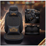 Saienon Luxury PU Leather Auto Car Seat Covers 5 Seats Full Set Universal Fit. (Luxurious Black-Gold)