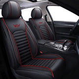 OY004Full Set Waterproof Leather Car Seat Cover for Women, Men,for Cars SUV Pick-up Truck Universal Fit Set for Auto Interior Accessories (Black & Red Line)