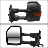 DNA Motoring TWM-057-T666-BK-AM Pair Manual Foldable+LED Turn Signal Towing Mirrors Replacement Compatible With 08-16 F250/F350/F450/F550 Super Duty, Black