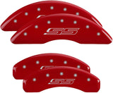 MGP Caliper Covers 14241SSS5RD Red Powder Coat Finish Front and Rear Caliper Cover, Set of 4 (Gen 5/SS Silver Characters, Engraved)