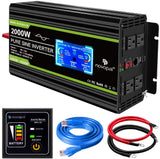 Novopal 1000 Watt Power Inverter Pure Sine Wave-12V DC to 110V/120V AC Converter- 4 AC Outlets Car Inverter with 1 USB Port-16.4 feet Remote Control,Two Cooling Fans and LCD Display