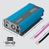 DOCOSU 1200W Power Inverter Pure Sine Wave 1200Watt Power Converter DC 12V to AC 110V Inverter Charger with LED Display 2.4A USB Port AC Outlet for Car Emergency RV Boat Vehicle Marine Auto