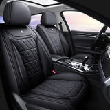 ZCJ XLX002 Leather Car Seat Covers, Faux Leatherette Automotive Vehicle Cushion Cover for Cars SUV Pick-up Truck Universal Fit Set Auto Interior Accessories， Airbag Compatible (Black)