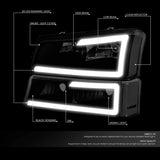 DNA Motoring HL-LB-CSIL03-BK-SM-CL1-B Headlight (Driver & Passenger Side) For 03-07 Silverado 03-06 Avalanche