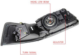 DNA Motoring HL-OH-FM99-BK-AM Black Amber Headlights Replacement Compatible with 99-04 Mustang