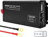 DATOUBOSS Pure Sine Wave Inverter 1500W Power Inverter 3000W Peak DC 12V to 110V AC Car Converter Dual AC Outlets Truck/RV Inverter with Remote Control & LCD Display(1500W 12 -110V)