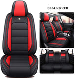 ASEAUTO 02 Leather Car Seat Covers Full Set Car Seat Covers with Waterproof Compatible with Air Bags Fit Set for Auto Interior Accessories fit for Most Sedan SUV Durable Use(Black&Red)