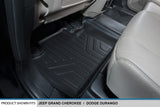 SMARTLINER Floor Mats 3 Row Liner Set Black for 2013-16 Dodge Durango with Front Row Dual Floor Hooks and 2nd Row Bench Seat