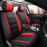 ASEAUTO 02 Leather Car Seat Covers Full Set Car Seat Covers with Waterproof Compatible with Air Bags Fit Set for Auto Interior Accessories fit for Most Sedan SUV Durable Use(Black&Red)