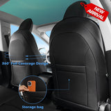 DrCarNow Tesla Model 3 Seat Covers 2017 2018 2019 2020 2021 2022,Full Set Custom Car Leather Seat Cover Accessories,for Dog Pet Baby Infant Kids, Front and Back Seat Protector Gifts,Black and White