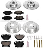 Power Stop K2314 Front and Rear Z23 Carbon Fiber Brake Pads with Drilled & Slotted Brake Rotors Kit