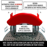 MGP Caliper Covers 14241SSS5RD Red Powder Coat Finish Front and Rear Caliper Cover, Set of 4 (Gen 5/SS Silver Characters, Engraved)
