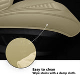 LEIOIAIY Car Seat Cover Front Set Beige Leather Car Seat Covers Auto Cushion Covers Universal Fit for Cars SUV Automotive Interior Accessories (2-Pcs Full Set, Beige)